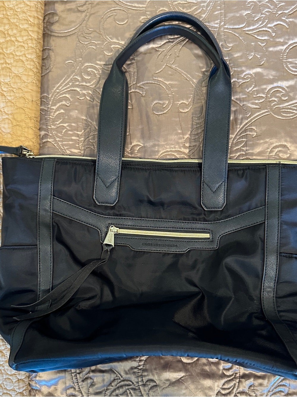 Aimee Kestenberg Black Tote with Front Zip Pocket